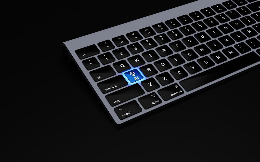 A keyboard with a glowing "AI" button.